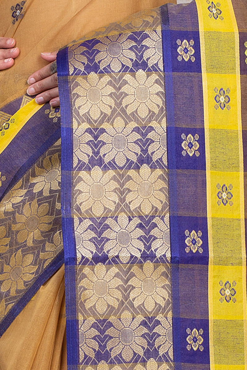 Light Brown Pure Cotton FulPar Tant Saree (867)